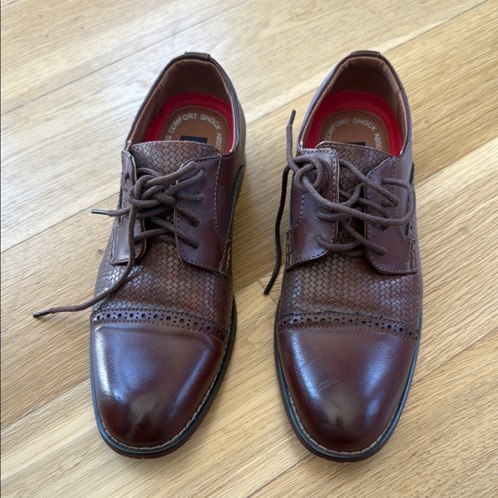 Woven Leather Brown Oxfords